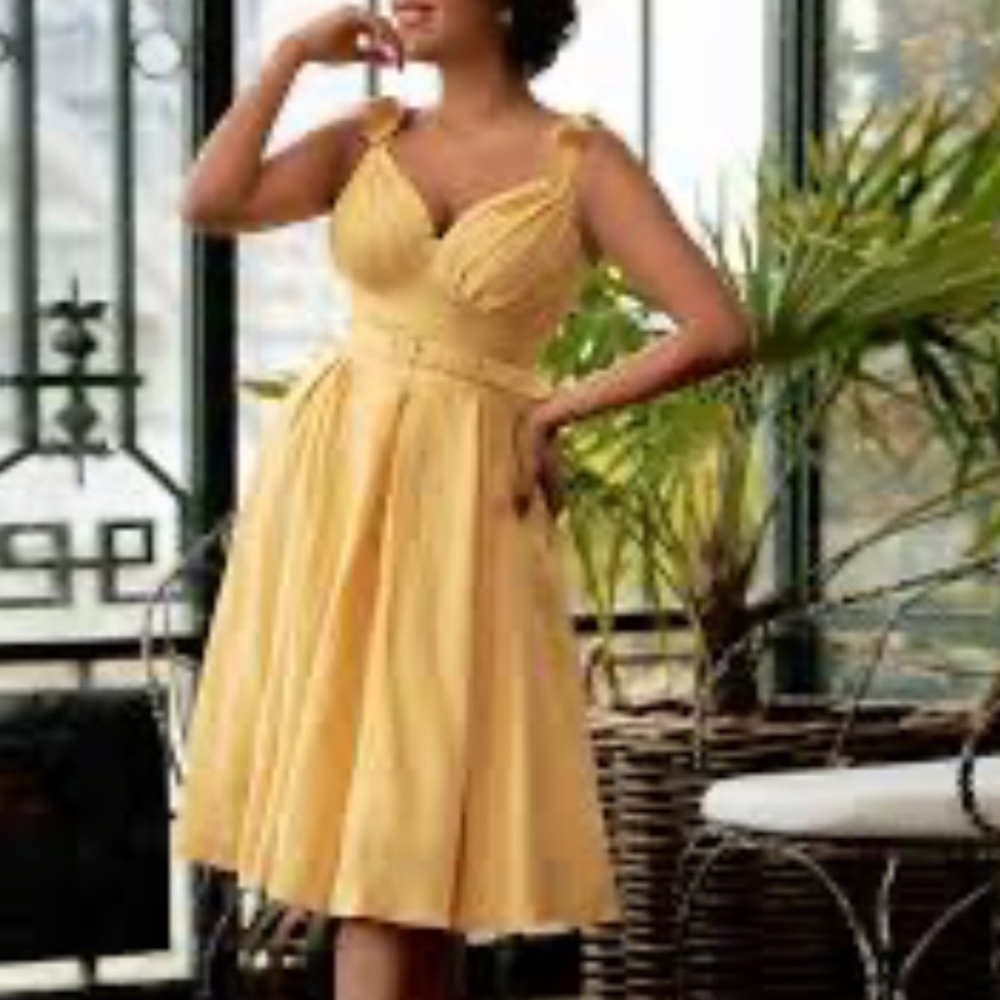 Miss Candyfloss XS Chaya-Sun Dress Midi Retro 60s Yellow Floral
